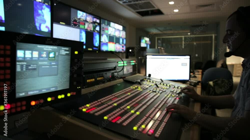 Director broadcast video mixer operation - dolly track 