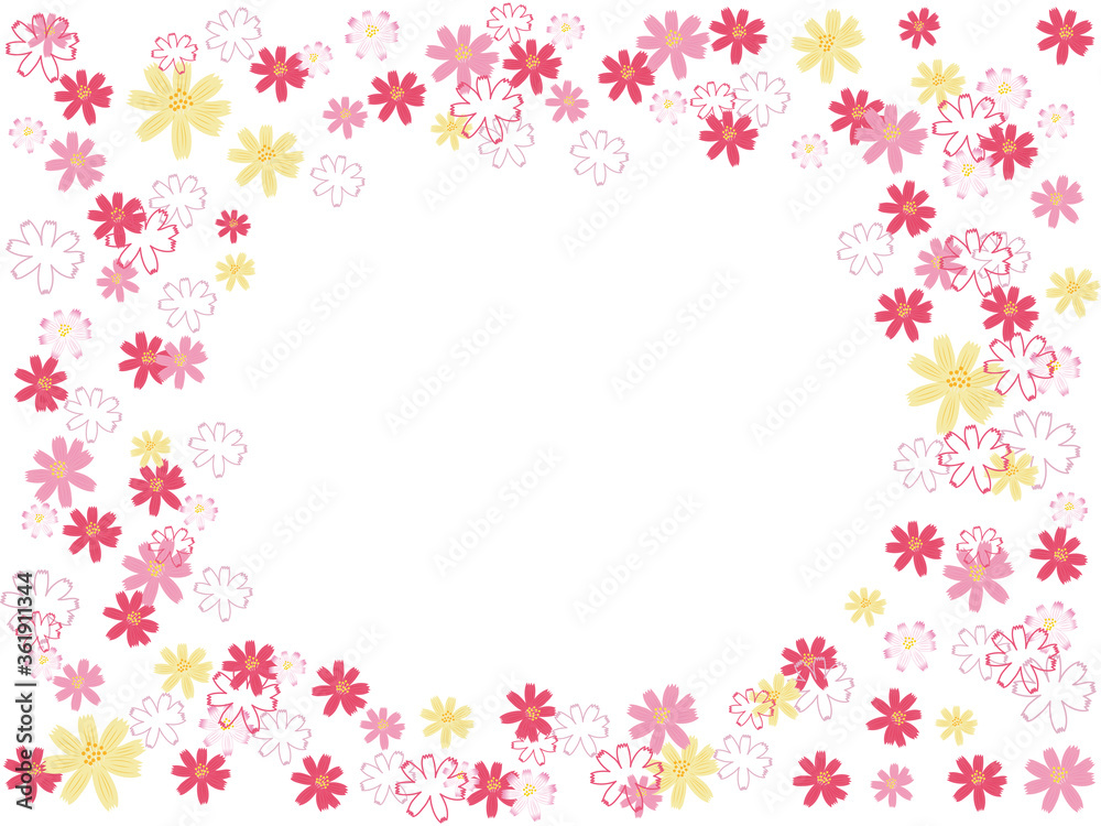 Background illustration spread with cosmos flowers. Background illustration spread with cosmos flowers.