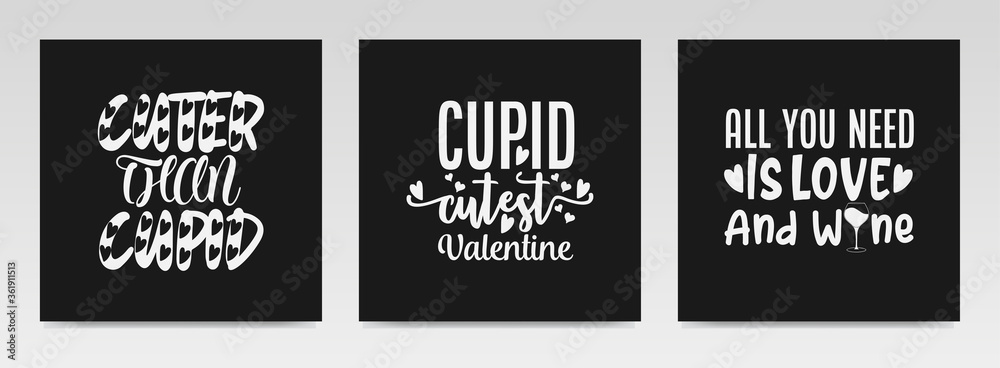 Valentine quotes letter typography set illustration. Valentine quotes letter typography set illustration.