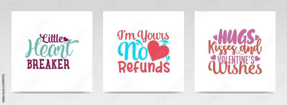 Valentine quotes letter typography set illustration. Valentine quotes letter typography set illustration.