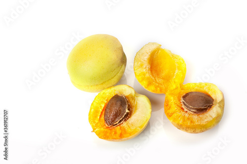 Isolated apricots. Fresh apricot fruits isolated on white background