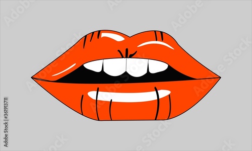 vector illustration red female lips