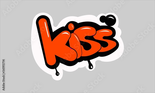 vector graphic word - kiss lettering sticker