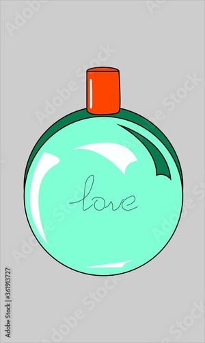 vector illustration of female perfumes in mint green