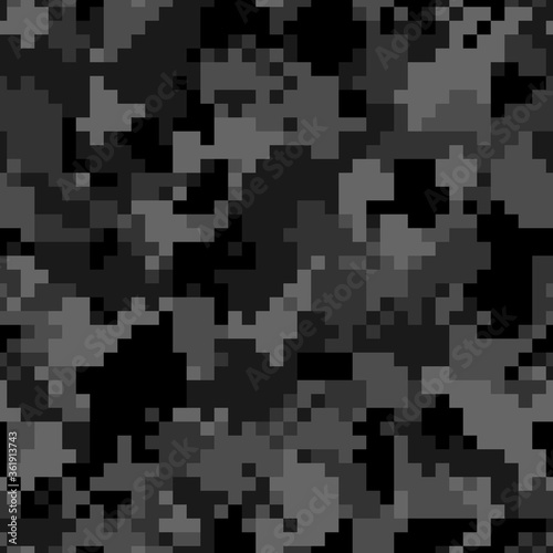 Military camouflage seamless pattern. Urban digital pixel style.