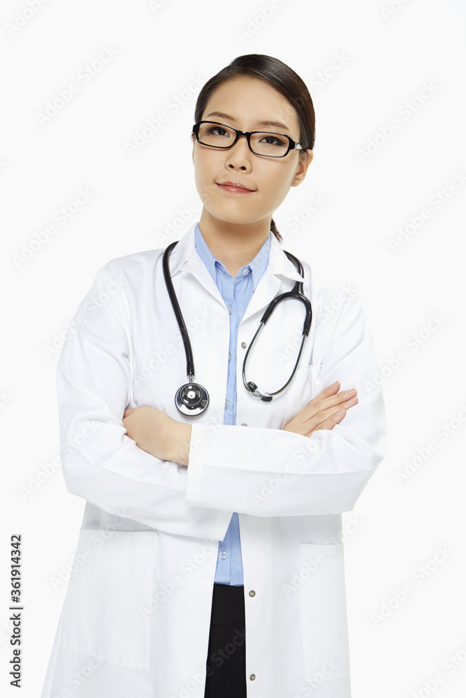 Medical personnel with arms crossed, smiling Medical personnel with arms crossed, smiling