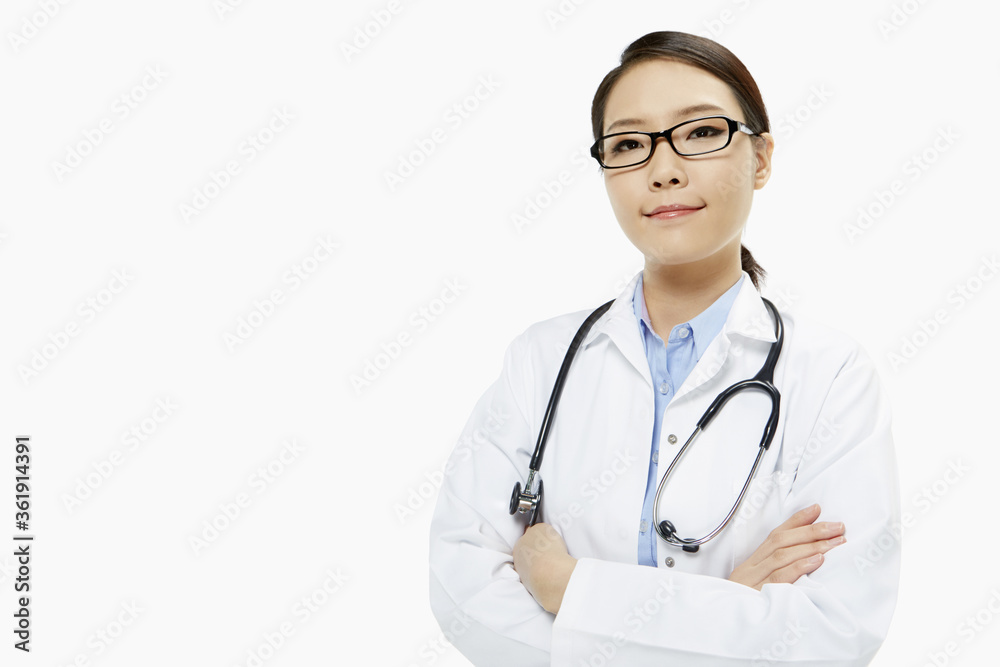Medical personnel with arms crossed, smiling Medical personnel with arms crossed, smiling