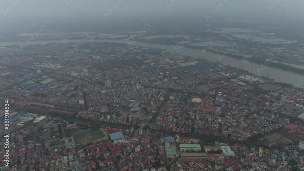 Hai Phong, Vietnam January/2020 4k aerial video of Haiphong Skyline look from Dong Hai Hai Phong, Vietnam January/2020 4k aerial video of Haiphong Skyline look from Dong Hai