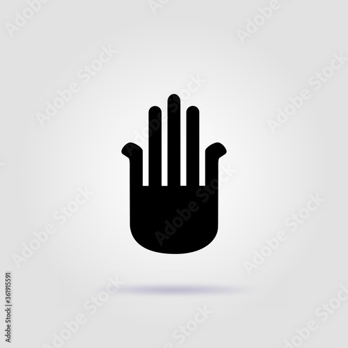 Yoga the hamsa symbol black icon on gray background with soft shadow