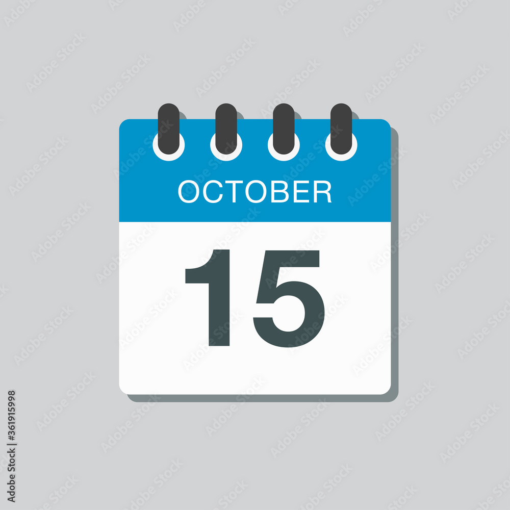 Calendar icon day 15 October, template icon date Calendar icon day 15 October, template icon date