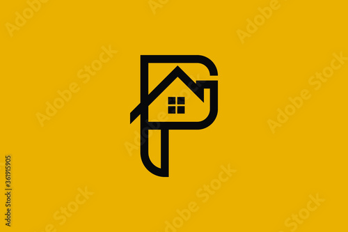 Logo design of P PP in vector for construction, home, real estate, building, property. Minimal awesome trendy professional logo design template on black background.