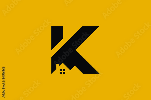 Logo design of K KK in vector for construction, home, real estate, building, property. Minimal awesome trendy professional logo design template on black background.
