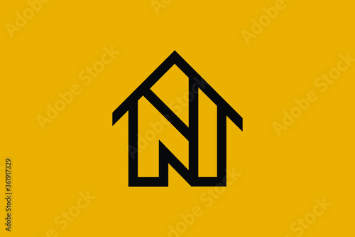 Logo design of N NN in vector for construction, home, real estate, building, property. Minimal awesome trendy professional logo design template on black background.