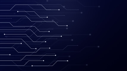 Abstract futuristic circuit board or blockchain network concept illustration. Electronics, technology or computer connection concept blue background in 4k resolution.