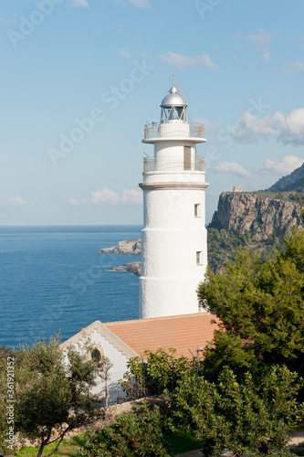 Faro des Cap Gros.Puerto de Sollér.Sierra de Tramuntana.Mallorca.Islas Baleares. Spain.