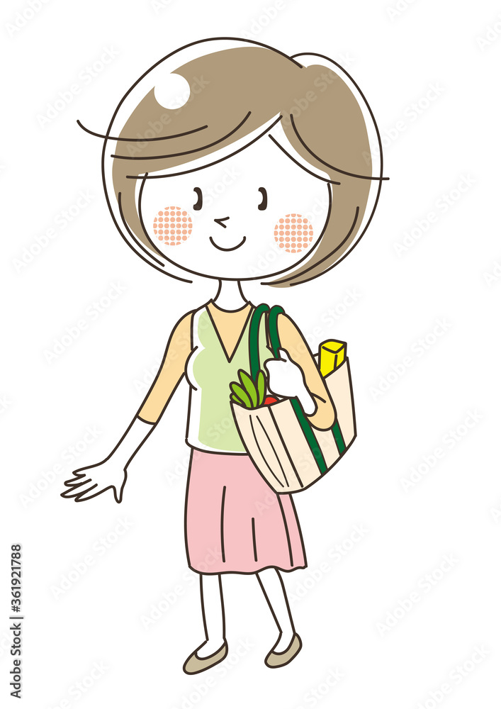 Fototapeta premium ショルダー型エコバッグ・マイバッグを使う女性