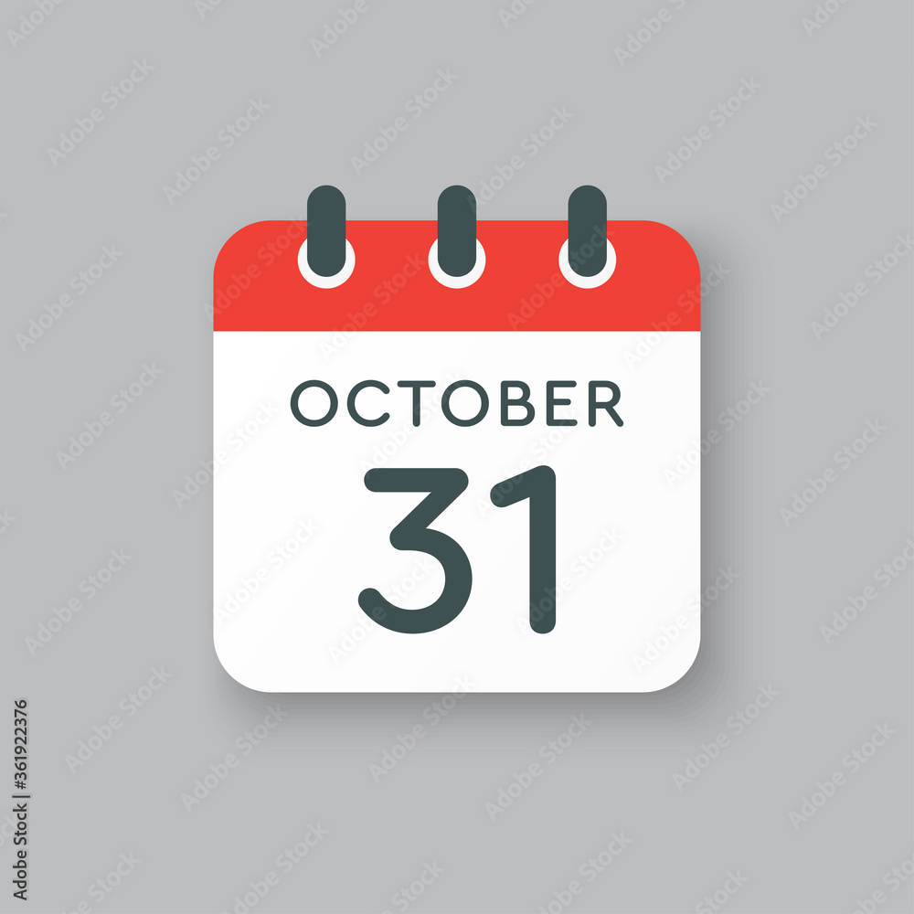 Calendar icon day 31 October, template icon date Calendar icon day 31 October, template icon date