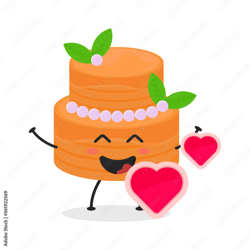 Cute flat cartoon birthday cake illustration. Vector illustration of