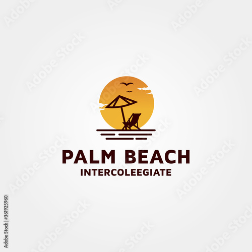 Beach vector logo design template inspiration and idea