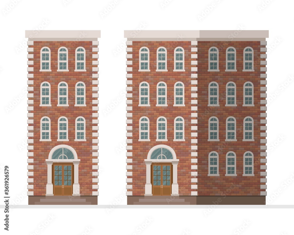 Brick townhouse apartament vector illustration isolated on white background