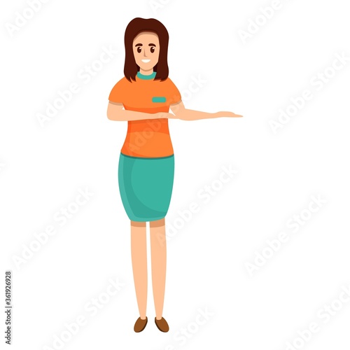 Sexy girl shop assistant icon. Cartoon of sexy girl shop assistant vector icon for web design isolated on white background