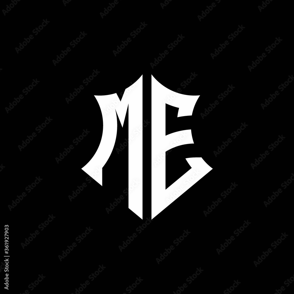 ME monogram logo with a sharp shield style ME monogram logo with a sharp shield style