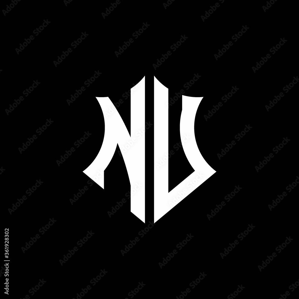 NU monogram logo with a sharp shield style NU monogram logo with a sharp shield style