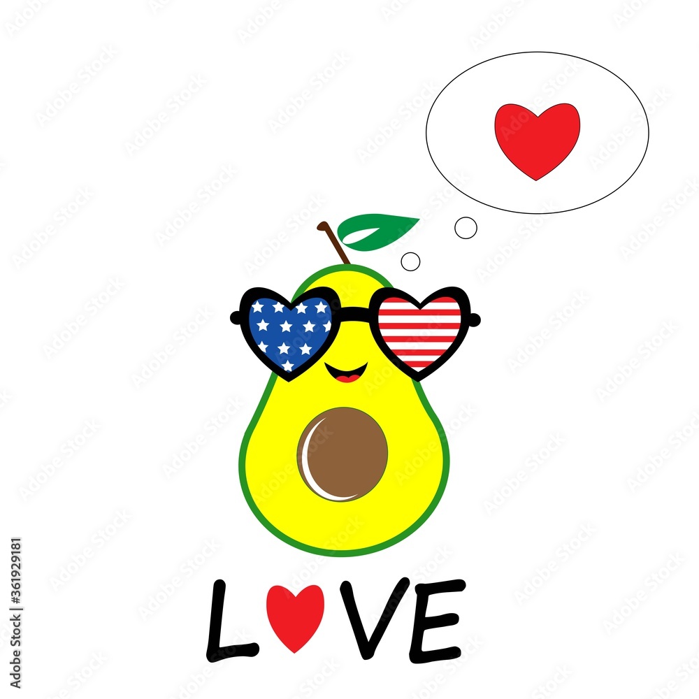 cute avocado design illustration, card, poster