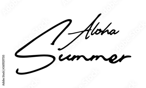 Aloha Summer Handwritten Font Calligraphy Black Color Text on White Background