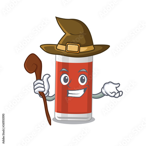 sneaky witch glass of apple juice cartoon character design