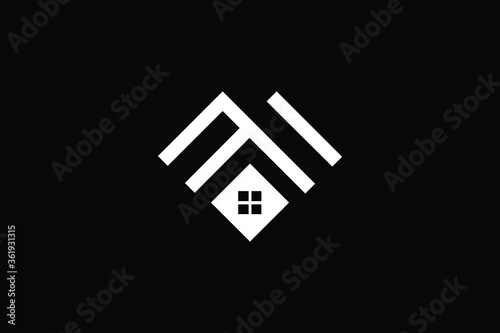 Logo design of M MM in vector for construction, home, real estate, building, property. Minimal awesome trendy professional logo design template on black background.