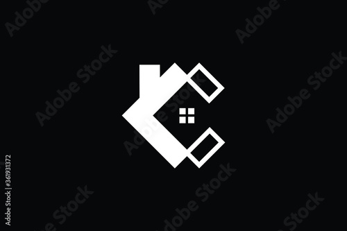 Logo design of C CC in vector for construction, home, real estate, building, property. Minimal awesome trendy professional logo design template on black background.