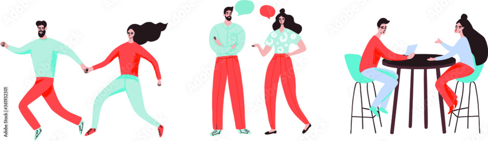 Loving couples vector set in flat design style Loving couples vector set in flat design style