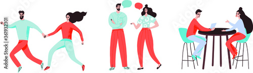 Loving couples vector set in flat design style