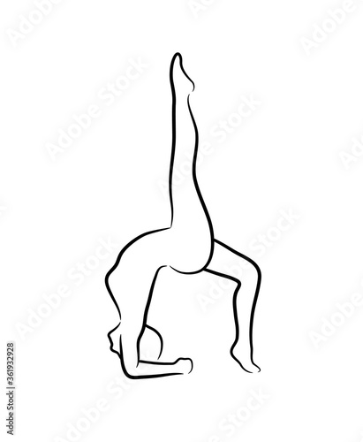 Woman in yoga posture. Yoga pose meditating woman line art vector illustration.