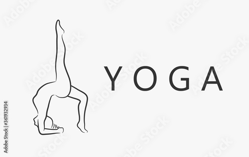 Yoga woman in yoga posture. Yoga woman line art vector illustration.