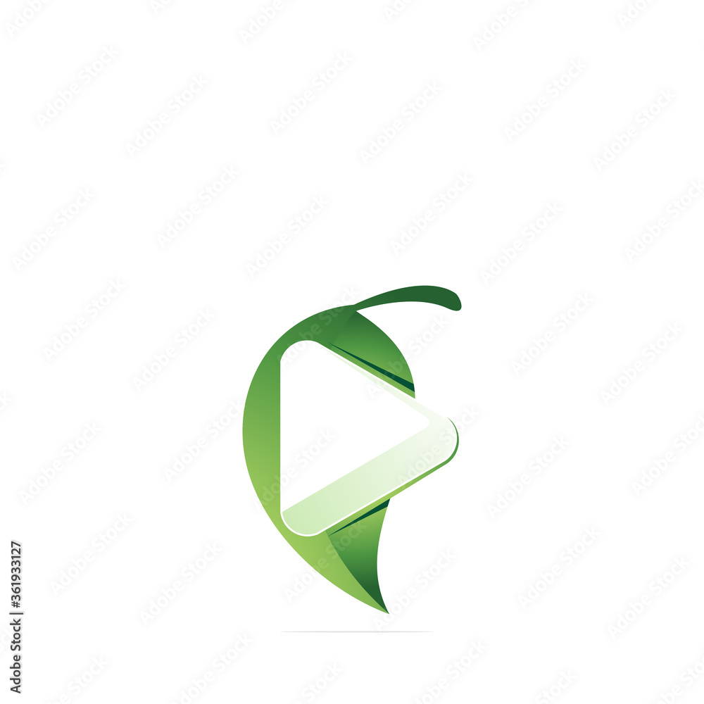 Green play logo design template