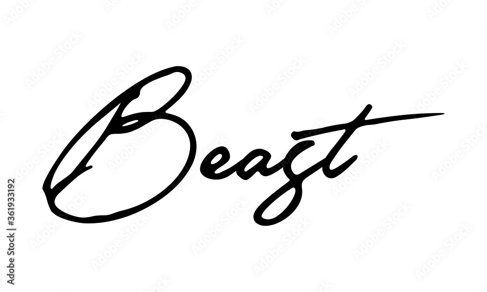 Beast Handwritten Font Calligraphy Black Color Text
on White Background Beast Handwritten Font Calligraphy Black Color Text
on White Background