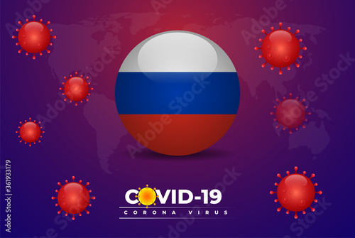 Russia Fight against covid-19. A landing page or banner concept design for multipurpose usage. Corona, Covid-19 Banner, brochure cover, book cover design template