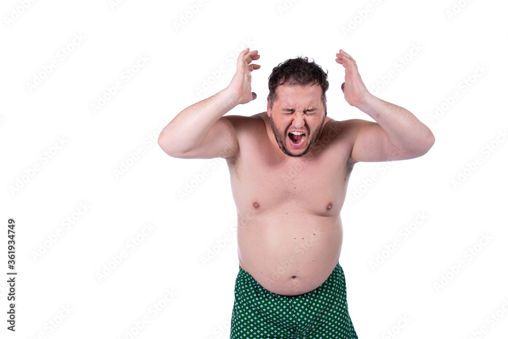 Fototapeta premium Diet and healthy lifestyle. Funny fat man.
