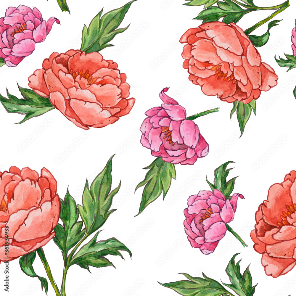 seamless pattern with peony flowers seamless pattern with peony flowers