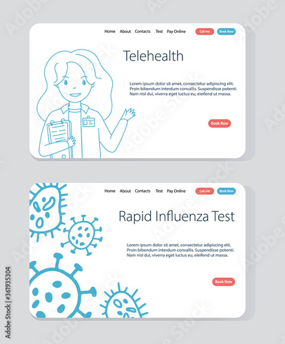 Doodle website templates set for Telehealth.