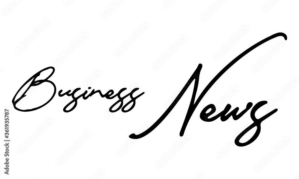Business News Handwritten Font Calligraphy Black Color Text 
on White Background