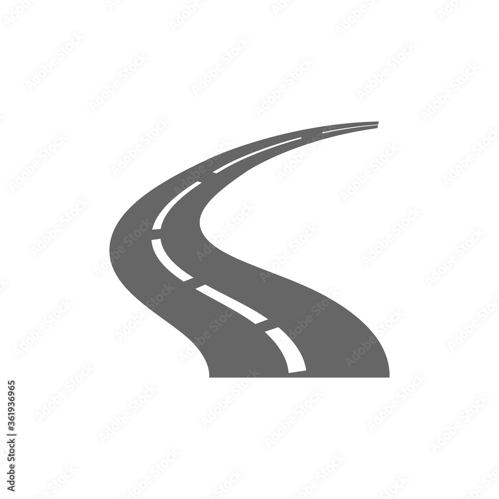Road flat, asphalt icon, vector illustration isolated on white background