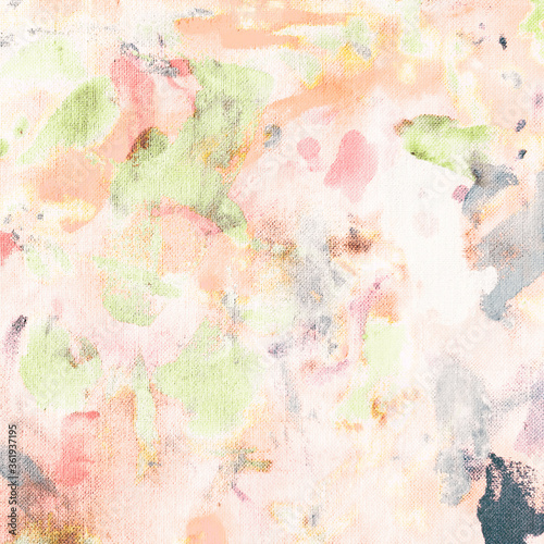 Beige Faded Background. Peach Ink Dirty Print. © K.Balinskaya