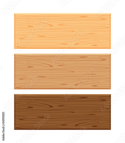 wood board isolated on white background, planks wood brown various types horizontal, empty wooden plank board for copy space, plank light brown and dark brown set