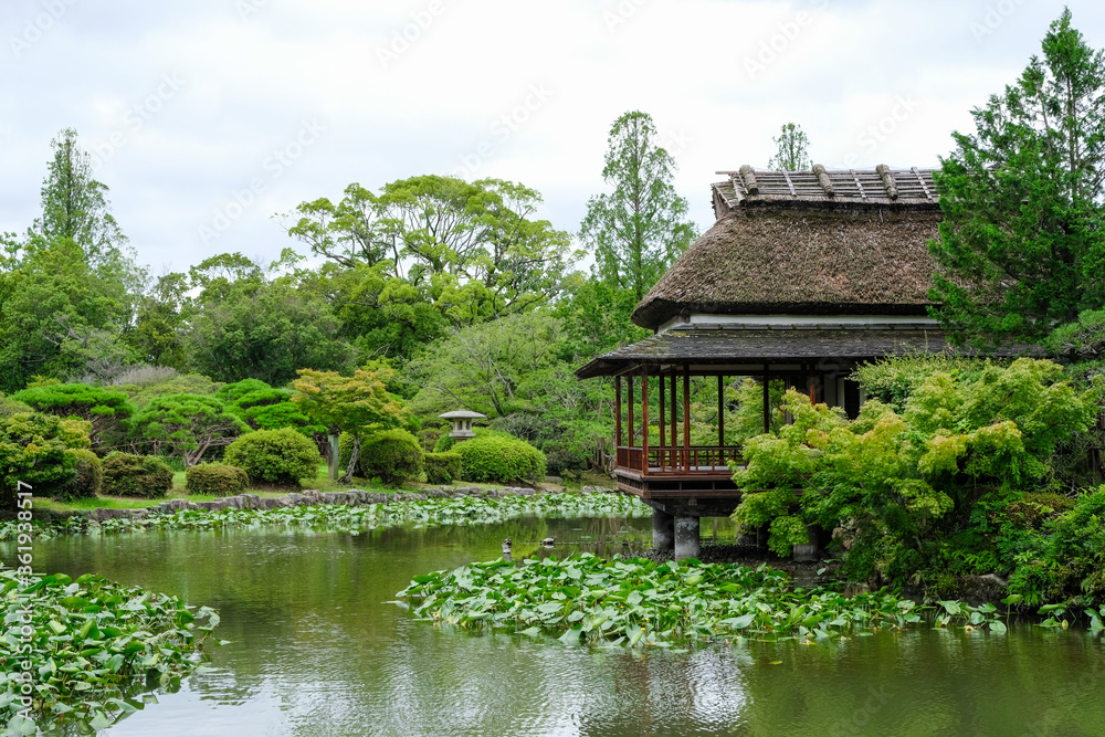 日本庭園の茶室「隔林亭」