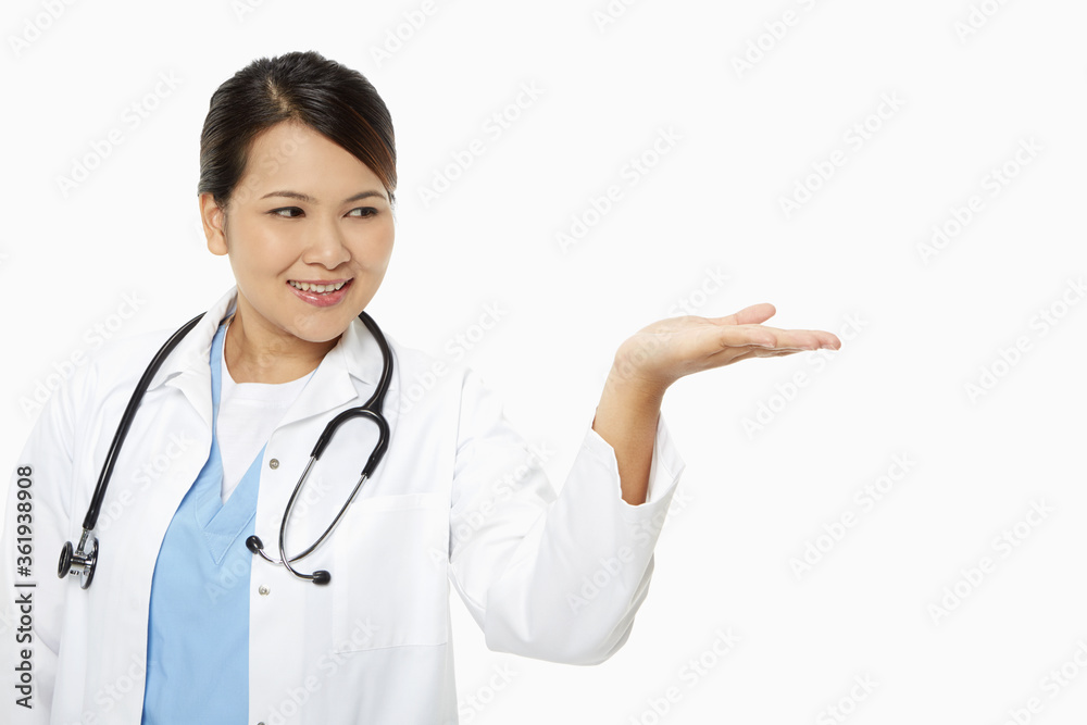 Cheerful medical personnel showing hand gesture Cheerful medical personnel showing hand gesture