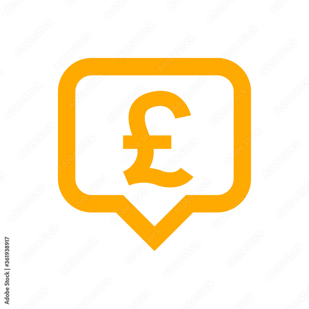 pound currency symbol in speech bubble square shape for icon, orange pound money for app symbol isolated on white, currency digital pound icon for financial concept pound currency symbol in speech bubble square shape for icon, orange pound money for app symbol isolated on white, currency digital pound icon for financial concept