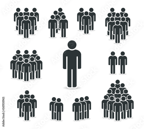 People icon set. Crowd people. Group people. Persons symbol. Human sign. Vector flat style.